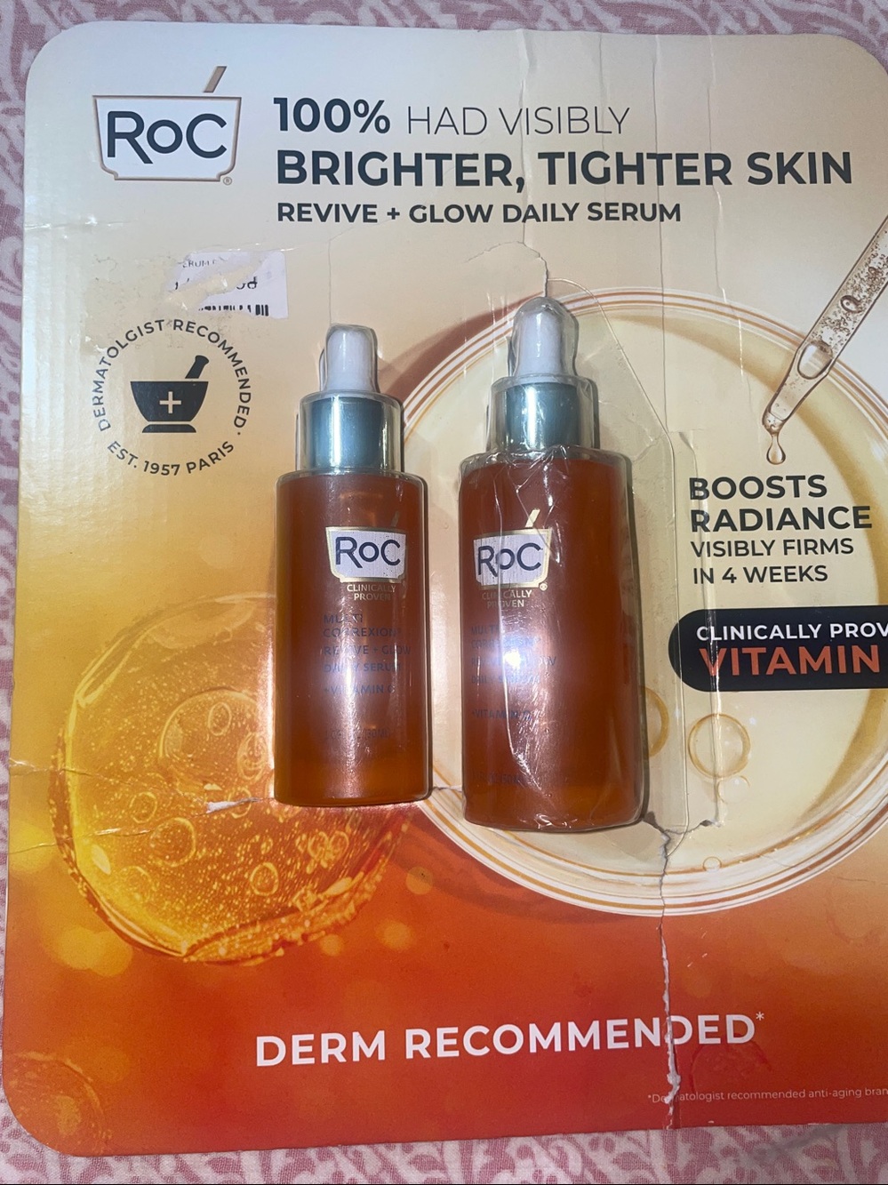 ROC  2 bottles (1.7 oz @ 1 oz) of Vitamin C for 1.7 Serum with damaged package